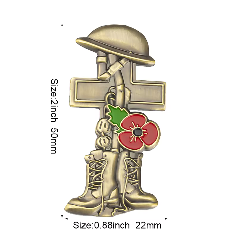 United Kingdom Poppy Flower Flag Metal Lapel Pin - thumbnail 13