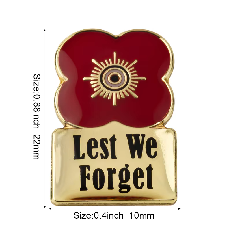 United Kingdom Poppy Flower Flag Metal Lapel Pin - thumbnail 8