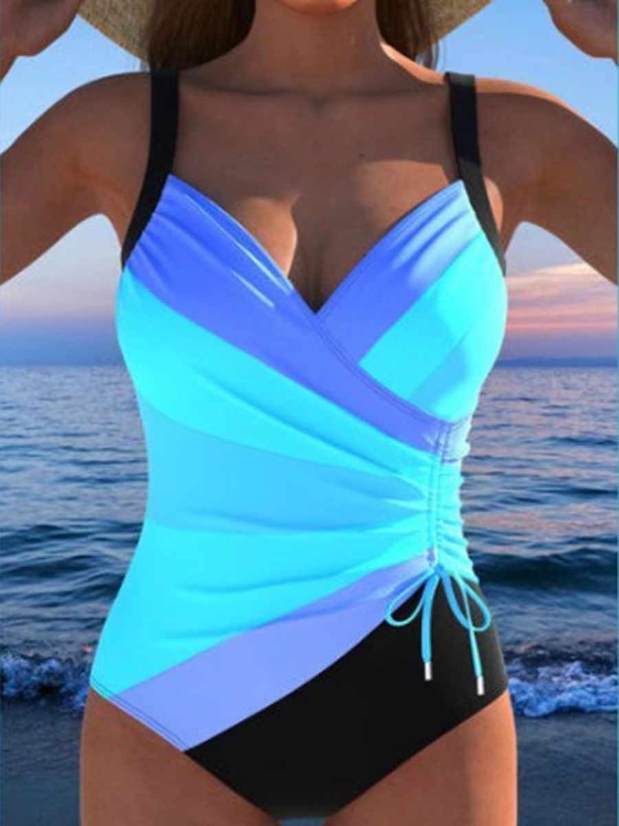 Women's Slim Fit Printed One Piece Swimsuit - Trikini Beach Swimwear - thumbnail 11