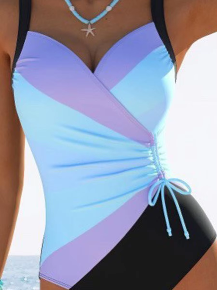 Women's Slim Fit Printed One Piece Swimsuit - Trikini Beach Swimwear - thumbnail 12