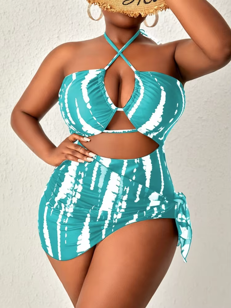 Plus Size Cutout High Waist Bikini Set 02