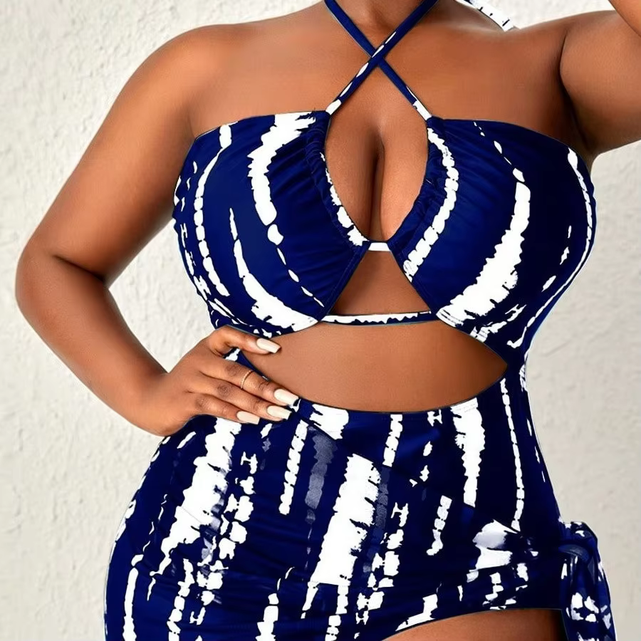 Plus Size Cutout High Waist Bikini Set 02 - thumbnail 4