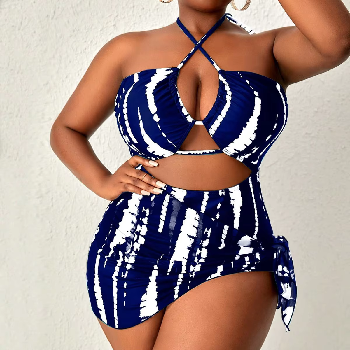 Plus Size Cutout High Waist Bikini Set 02 - thumbnail 7